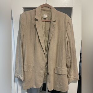 Oversized beige linen blazer